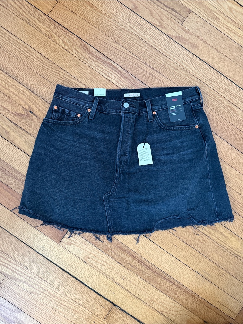Levi's Black Denim Deconstructed Mini Skirt